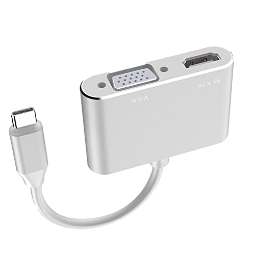 YOUTHINK Type C to HD Multimedia Interface VGA Adapter Portable 4K 30Hz Plug and Play Converter for Office and Home Entertainment Aluminium Alloy (Silver)