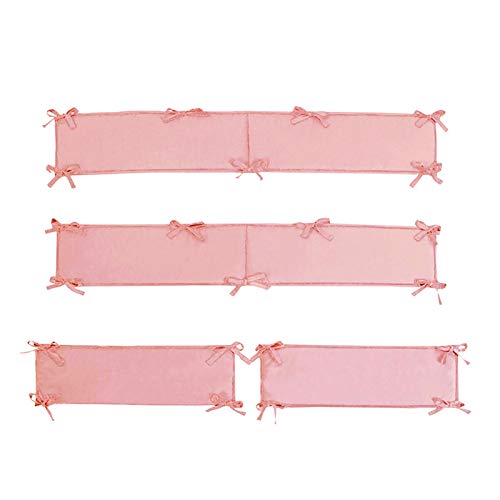Breathable Crib Liner Protector, WOOPOWER 4-Piece Baby Crib Bumper Safety Guard Pad with Thick Padding Machine Washable,Mesh Crib Liner Nursery Bed Essential for Boys Girls