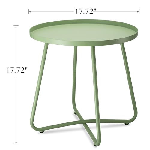 Table d'appoint ronde en acier résistant aux intempéries lot de 2 tables vert danpinera