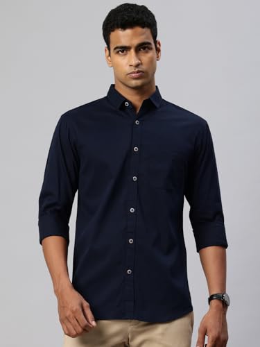 Image of Majestic Man Comfort Slim Fit Solid Pure Cotton Self Design Casual Shirt