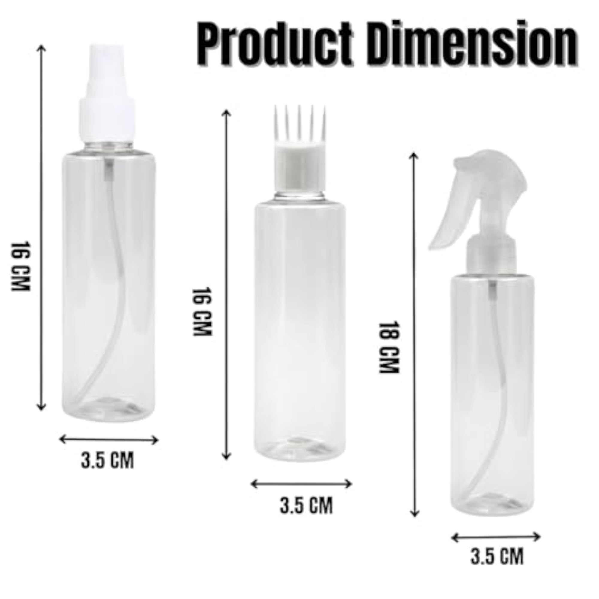 Transparent 200 ml Refillable Plastic Spray Bottles Set