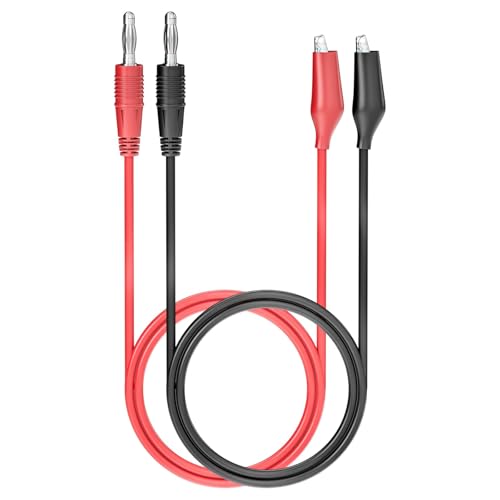 Image of 2PCS 4mm Banana Plug to Alligator Clip Test Leads (100cm /3.3ft) | Premium Copper Jumper Wires with Soft Flexible Cable for Multimeter & Electrical Testing