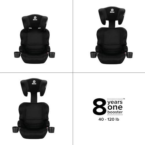 Image of Diono Everett NXT High Back Booster Car Seat with Rigid Latch, Lightweight Slim Fit Design, 8 Years 1 Booster Seat, Black