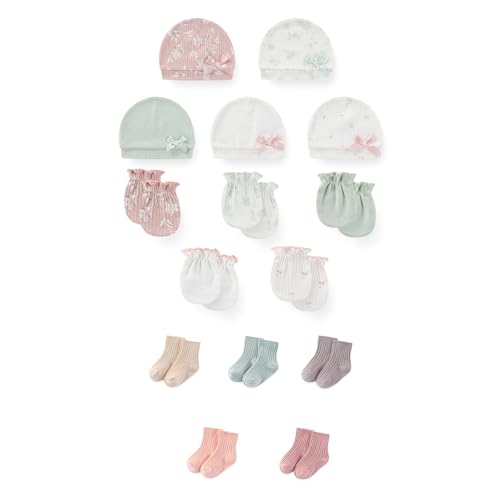 15 Pack Unisex New Born Boy Girls No Scratch Mittens Sets Cotton Soft Baby Gloves Hats socks Accessory 0-6 Months