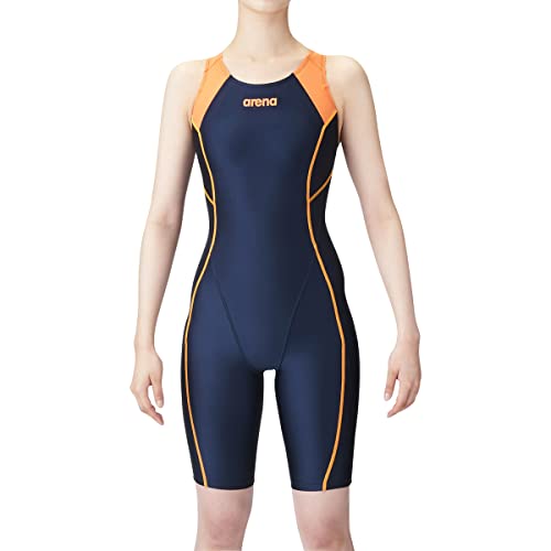 arena フィットネス水着レディース サークルバックスパッツ ネイビーN×ネイビーN×オレンジF Lサイズ LAR-1200W