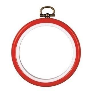Vervaco Stickrahmen Plastik Stickerei Rahmen ROT Tambour Kreuzstich Zubehör Rahmen ca. 7.5 cm Stickring Kunststoff Wanddekoration DIY Stickbilder zum Aufhängen Handwerksmaterial