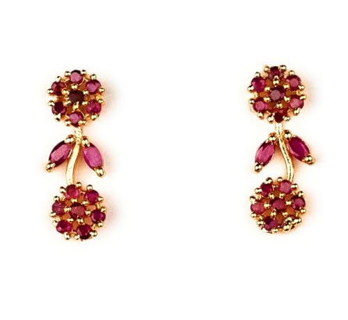 Image of Sasitrends Micro Gold Plated American Diamond Ruby stone Studded Necklace Jewellery Set