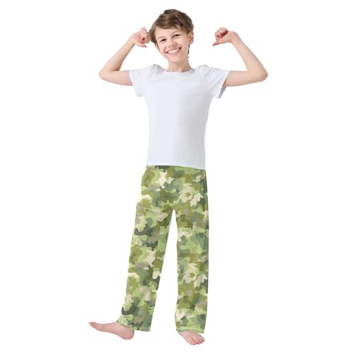 Boys' Pants Green Beige Camo Long Bottoms Jogger Pants Elastic Waist Trousers with Pockets S-XL2