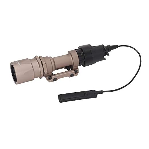 FARMSOLDIER Compact LED Weapon Mounted Light, Scout Flashlight Switch and Thumbscrew Mount 280 Lumens Tan