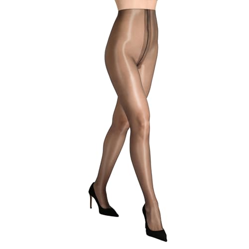 Women's Eterno Super Lucido Shiny Tights in Fume with Smooth Finish - Nylon & Spandex - Large