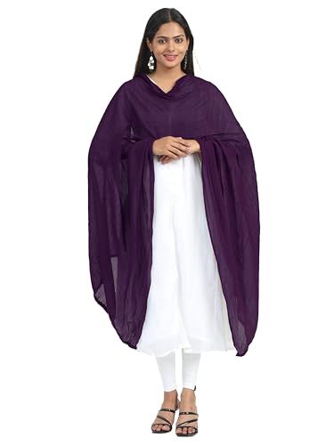 Image of Miraan Solid Pure Cotton Dupatta with Pom Pom Border, 2.25 meters length (DUPCOTTON)