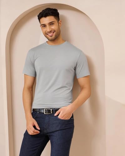 Image of Wellbi Bamboo Men's Tshirt - Ultra-Soft, Breathable & Sustainable | Premium Cotton Blend for Supreme Comfort | Stylish & Eco-Friendly T-Shirt for Men | Tshirt Men Cotton