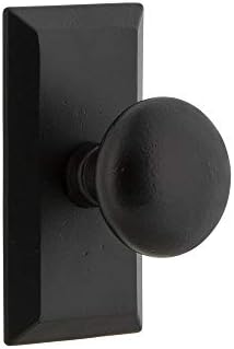 Ageless Iron Vale Plate Passage with Keep Knob in Black Iron - Universal Handing