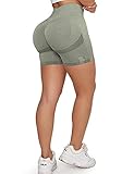 YEOREO Women High Waist Workout Yoga Gym Smile Contour Seamless Cycling Shorts Khaki M