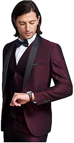 Men's Slim Fit 3 Piece Wedding Suits Business Blazer Jacket & Vest & Pants Prom