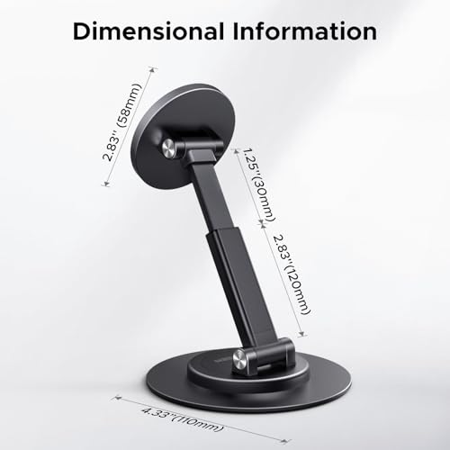Image of UGREEN for Magsafe Phone Stand, Magnetic Holder 360 Rotating, Adjustable Height, Foldable Portable, with Metal Ring, Compatible with iPhone 16 Pro Max, Galaxy S24, and More