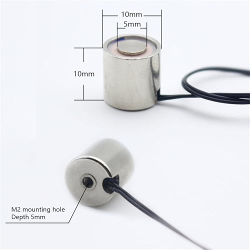 Electroimán redondo mini DC12V 10x10mm Solenoide con fuerza magnética de atracción 300g sin magnetismo sin energía 1 pieza miniatura 2