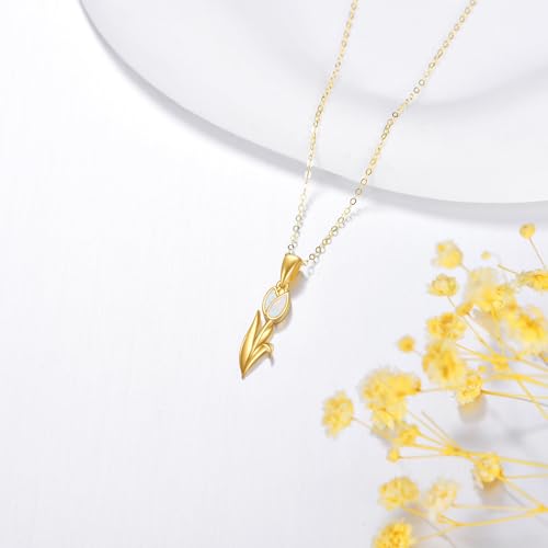DOVRAN 14K Solid Gold Tulip Necklace for Women Real Yellow Gold Opal Flower Pendant Ideal Jewelry Birthday Gifts for Wife Mom2