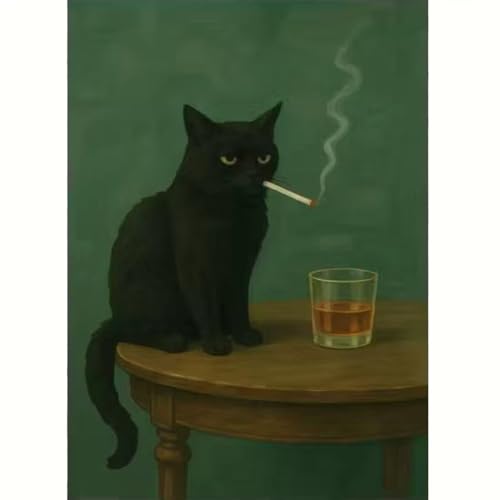 Cat Paint by Numbers Animals DIY Painting On Canvas by Number Black Cat in Stained by Numbers Kit for Adults Beginner Acrylic Simple Oil Paint by Number Kits for Home Wall Decor 16 x 20 inch