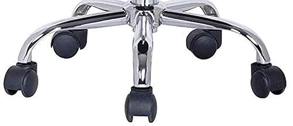 Image of Adjustable Rolling Office Stool, Red Padded Seat, Chrome Base, Swivel Task Chair with Wheels for Home, Salon, Medical