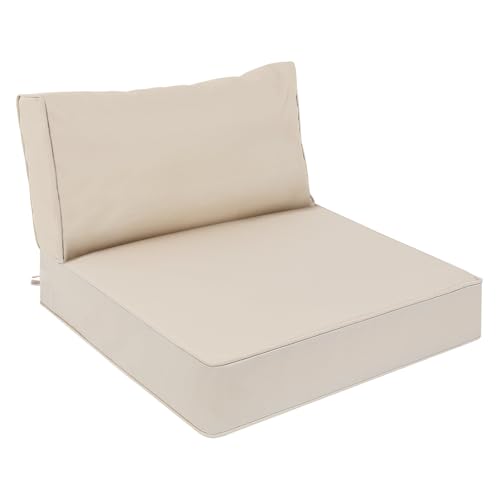 Image of AAAAAcessories Outdoor Deep Seat Cushions, Waterproof, Fade-Resistant Patio Furniture Replacement Cushions, 23.5 inch x 25.5 inch x 5 inch + 23.5 inch x 13.5 inch, Peach Tan