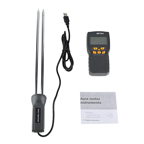 Grain Meter Portable LCD Display Digital Accurate Humidity Tester with Measuring Probe for Wheat Corn Paddy Hygrometer