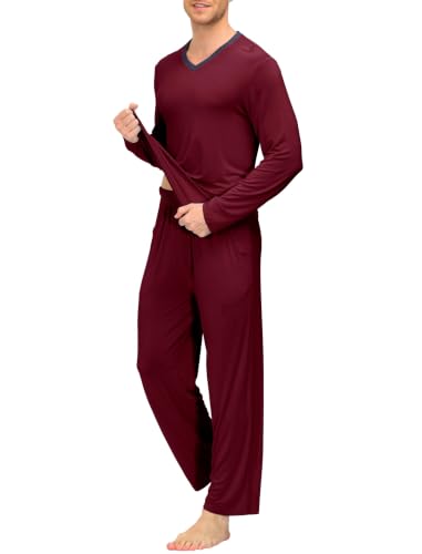 Image of JINSHI Men's Pajama Sets Soft Lightweight Sleepwear Nightwear with Pocket