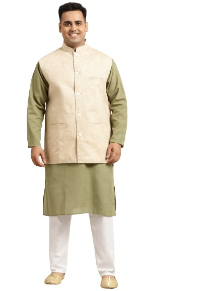 Image of SOJANYA (Since 1958, Men's Silk Blend Grey Kurta Pyjama & Silk Blend Jacket Combo