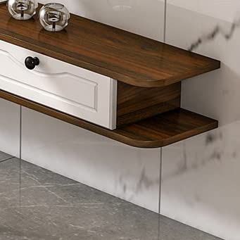 Soporte flotante para TV montado en la pared, consola de TV de madera maciza, diseño de ahorro de espacio, gran capacidad, perfecto para estantes del hogar y la oficina (tamaño: 140 cm, color: nogal