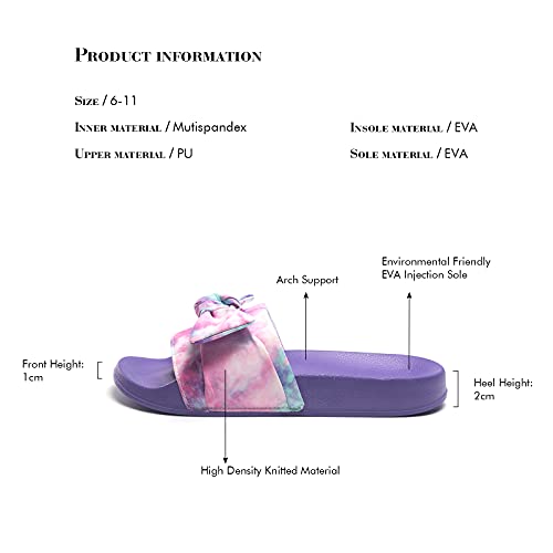 Image of FUNKYMONKEY Women's Bowknot Slides Sandals Comfort Casual Beach Slippers | Soft Denim Fabric Upper & Comfortable EVA Sole, Lightweight Slip-On Slides for Summer, Beach, Pool, and Daily Casual Wear
