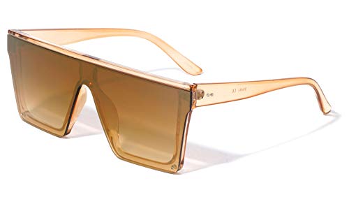 Bologna Geometric Wide Flat Top Shield Sunglasses P6481