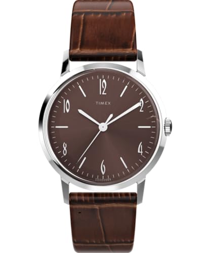 Timex Reloj Analógico para para Hombre de Mecánico de Cuerda Manual con Correa en Cuero TW2W93300