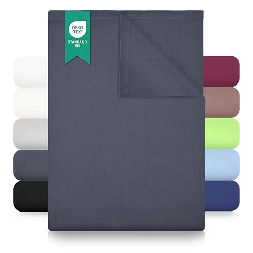 GREEN MARK Textilien Klassische Bettlaken – Flaches Laken aus 100% Baumwolle, ohne Gummi, hautfreundlich, pflegeleicht, bei hohen Temperaturen waschbar - Anthrazit Grau - 150x250 cm