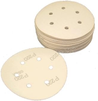 6 Inch Hook & Loop Sanding Discs, 6 Holes, 40 Grit, Box of 50.