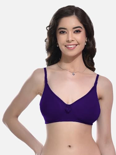 Image of FIMS - Fashion is my style Women Cotton Blend Non-Padded Bra Non-Wired Mould Seamless Cup Solid Bras Cup-B Pack of 1, Multicolor