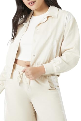 Forever 21 Women's Side-Striped Cropped Bomber Jacket