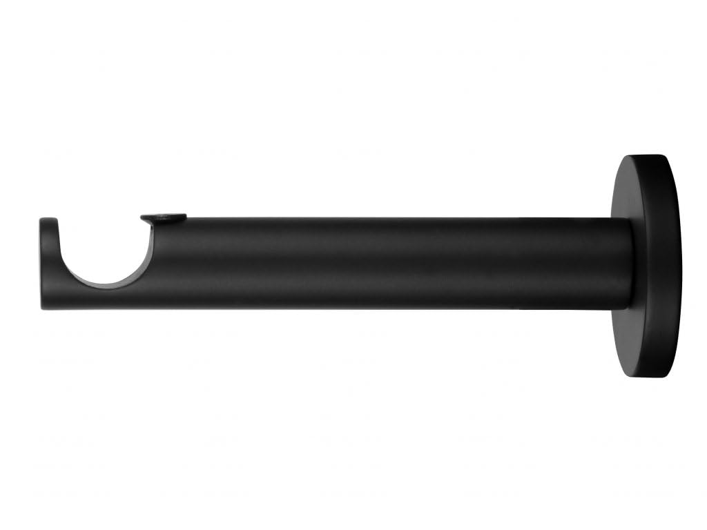 RENA Gardinenstange-Halterung 1-Läufig Wandhalterung für Gardinen Vorhang-Halter aus Metall Gardinenstangenhalter Modern Schwarz Matt 19 mm