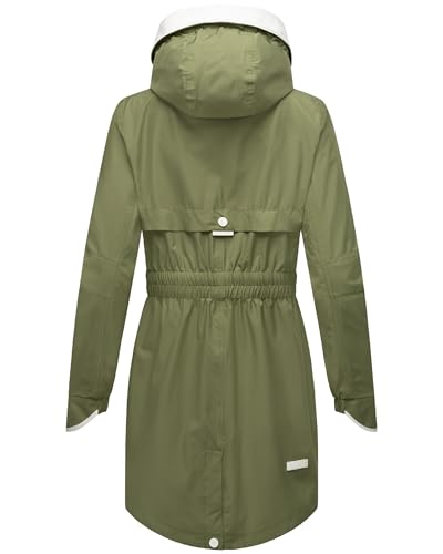 Navahoo Leichter Damen Übergangsmantel Langer Parka mit Kapuze Xankaa Dusty Olive Gr. L