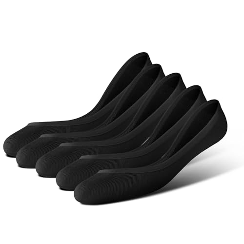 Image of BRISIRA Bamboo Viscose Women No Show Socks Extra Low Cut Liners Boat Thin Non Slip Flats Sneakers Loafer Invisible 5 Pairs