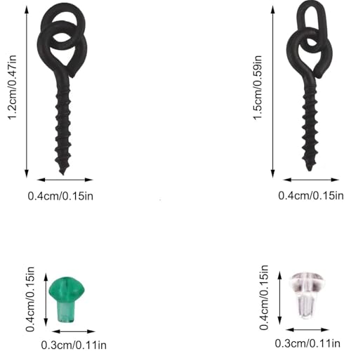 FYSL Angelhaken Set - 140 Stück mit 40 Stück Gewinde Boilie Köder Schrauben und 100 Stück Stopper, Hook Stops Angelhaken Set, Kreis Oval Köder Jig Haken Angelgerät Zubehör
