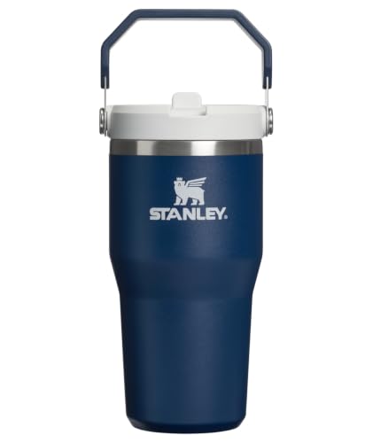 Image of STANLEY IceFlow 2.0 Flip Straw Tumbler with Handle 20 oz | Twist On Lid and Flip Up Straw | Leak Resistant Water Bottle | Insulated Stainless Steel | BPA-Free | Dark Navy