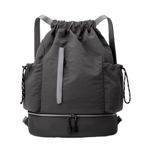 Mimoqk Drawstring Backpack, Sports Daypack, Waterproof Gym Sackpack with Shoe Compartment, Extra Pockets, Travel Bag for Hiking, Baloncesto, Fútbol, Picnic, 18,11x13,39x5,91 pulgadas, Gris, Se référer