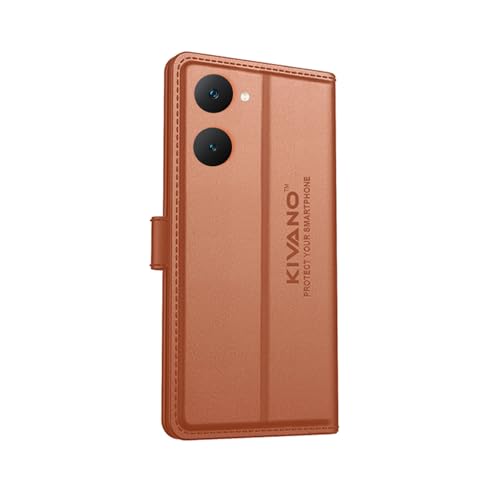 Image of Compatible with iQOO Z9 Lite 5G / Vivo Y28S 5G / Vivo T3 Lite 5G / Vivo Y18 4G / Vivo Y18e 4G / Vivo Y18i 4G Flip Cover | Leather Finish | Inside Pockets & Inbuilt Stand Brown