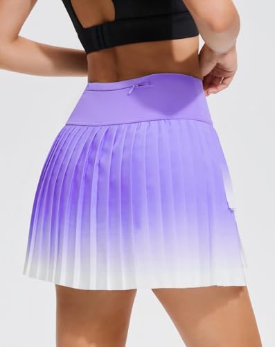 Mudere Womens Pleated Tennis Skirt with Shorts Athletic Skort with Pockets High Waisted Golf Skorts for Workout Pickleball2