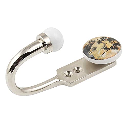 Image of IndianShelf 4 Pack Multicolor Designer Ceramic, Zinc Decorative Cute Hooks for Hanging Coats, Jackets, Leash, Hat, Towel, Backpack, Purse, Handbag Wall Holder