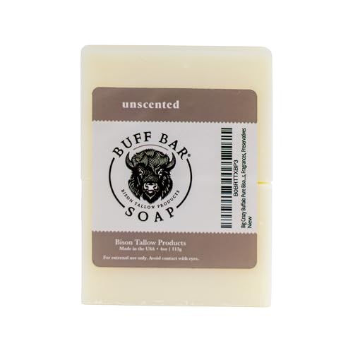 BUFF BAR Bison Tallow Buff Soap Bar, Unscented, (2 pack) - Cleans, Moisturizing, Non-Habit Forming, Soothes, Hydration, Naturally Derived - No Dyes, Chemicals, Fragrances, Preservatives