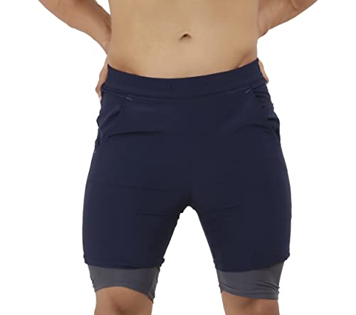 Image of NEVER LOSE Men's 2 in 1 Running Shorts with Liner,Dry Fit Workout Shorts with Pockets