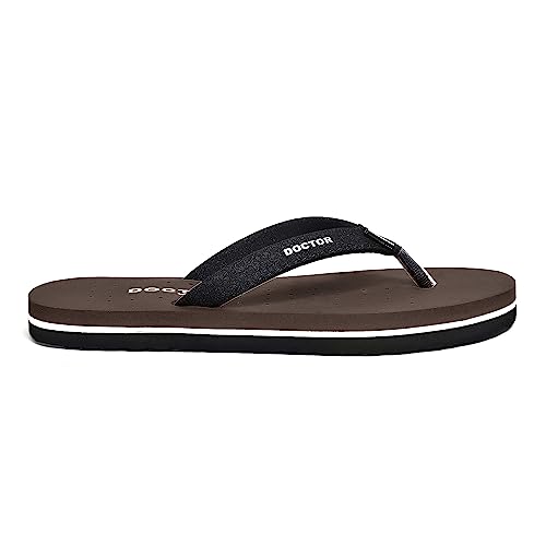 Image of Doctor Walk Orthopaedic Flip Flops, Black, Cushioned Footbed with Anti-Slip Sole Slipper for Women's