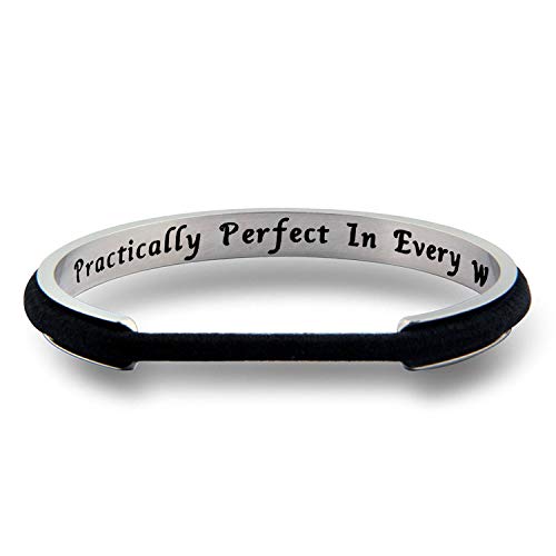 WUSUANED Movie Quote Practically Perfect in Every Way Hair Tie Grooved Cuff Bangle Bracelet Mother Friendship