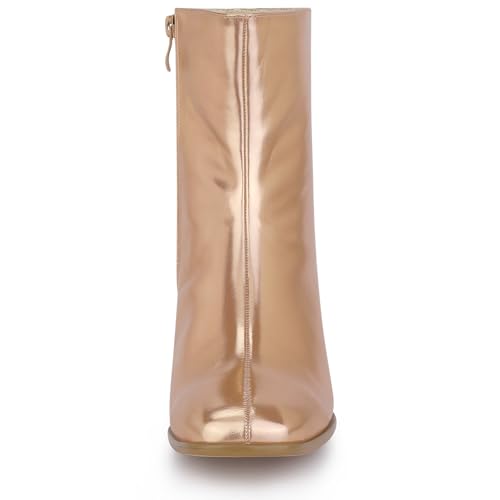 Allegra K Women's Metallic Boots Square Toe Chunky Heel Gogo Ankle Boots3